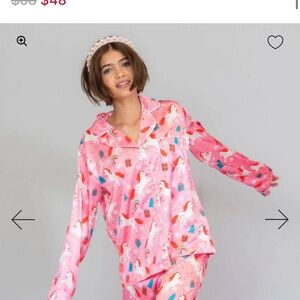 lola and the boys Pink Unicorn Print Women's Pajama Set